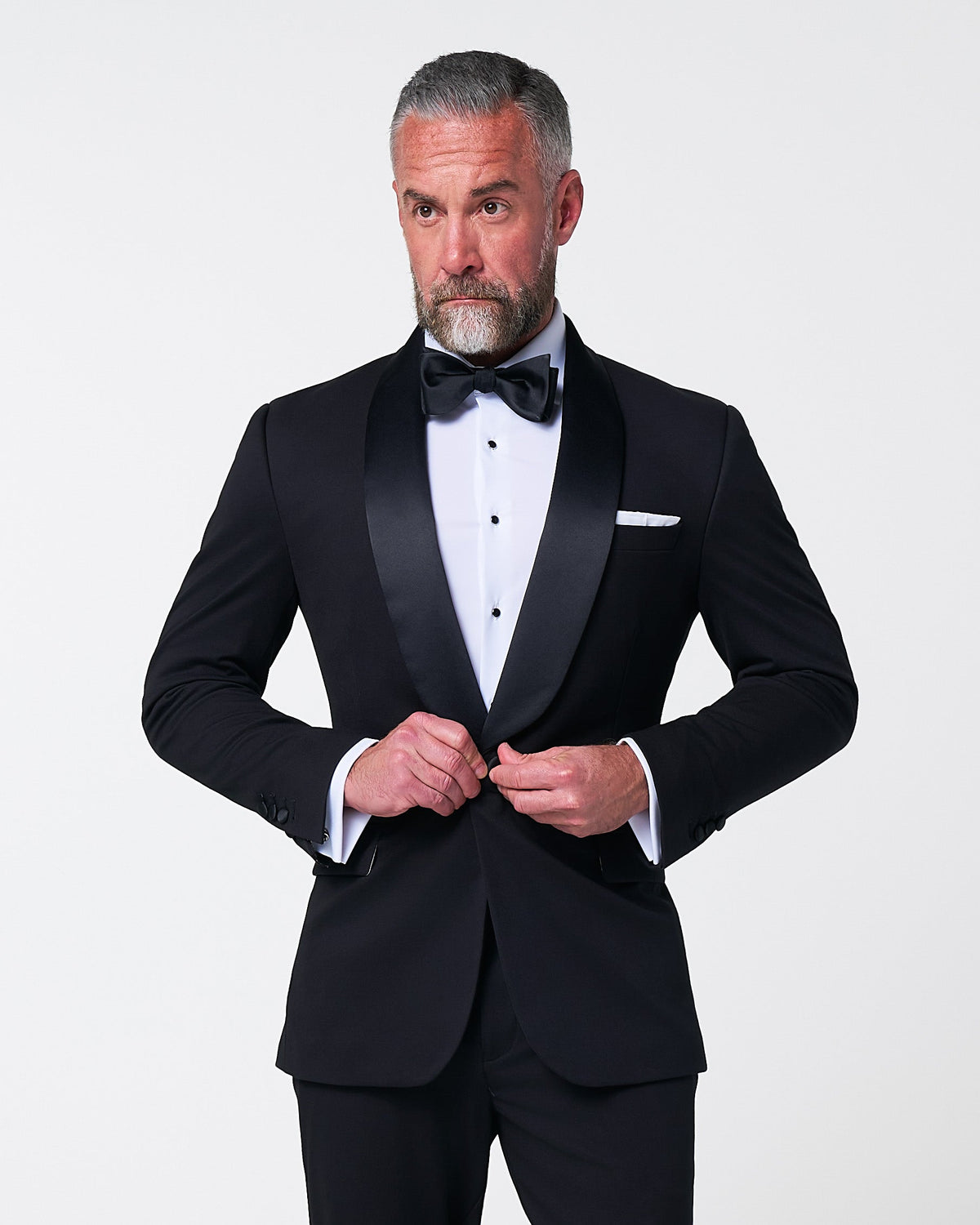 Athletic Fit Stretch Tuxedo - Black with Shawl Lapel | State & Liberty Suits