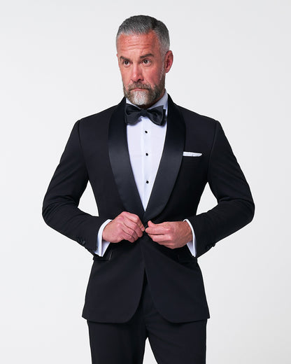 Athletic Fit Stretch Tuxedo - Black with Shawl Lapel | State & Liberty Suits