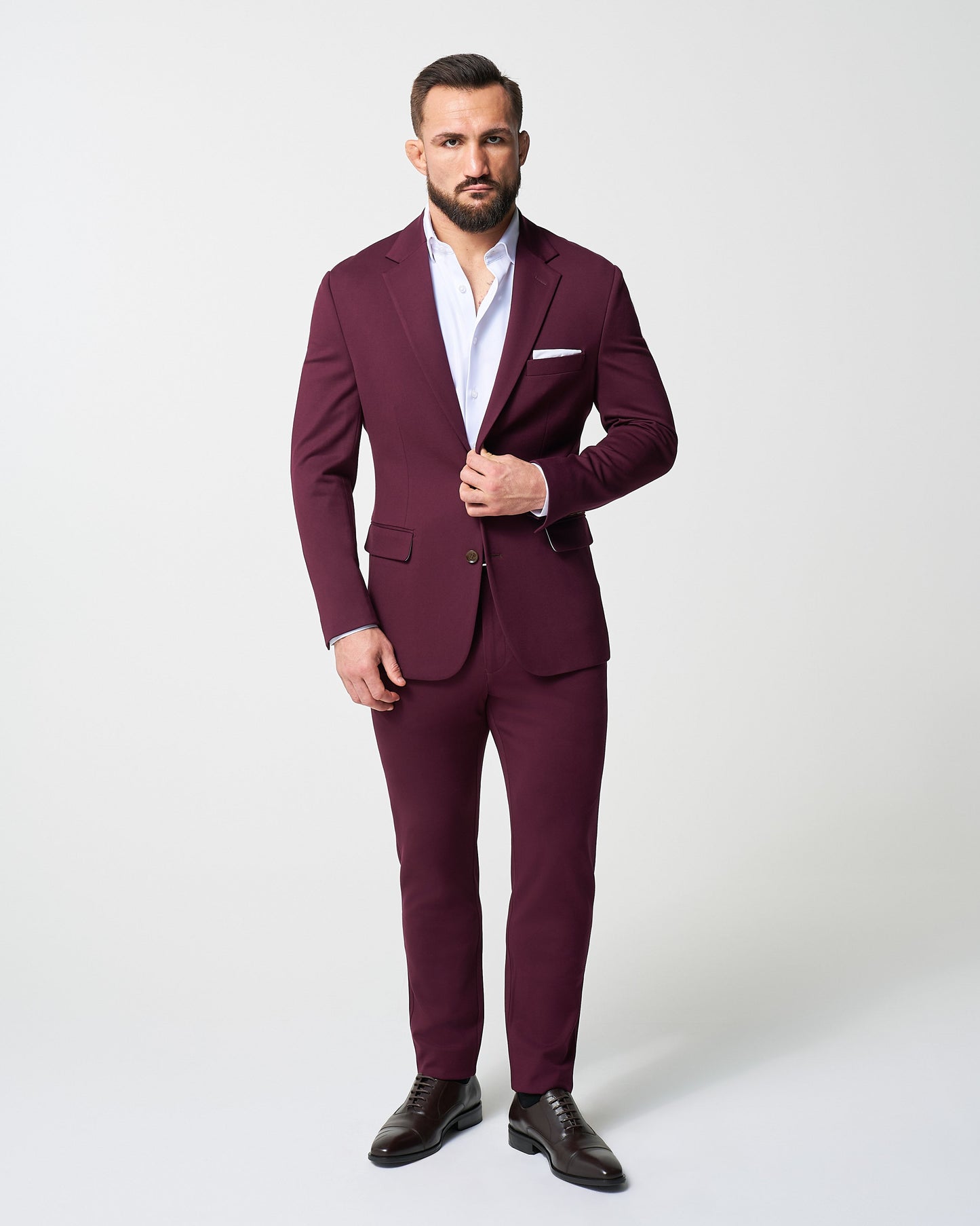 Athletic Fit Stretch Suit - Solid Plum | State & Liberty Suits