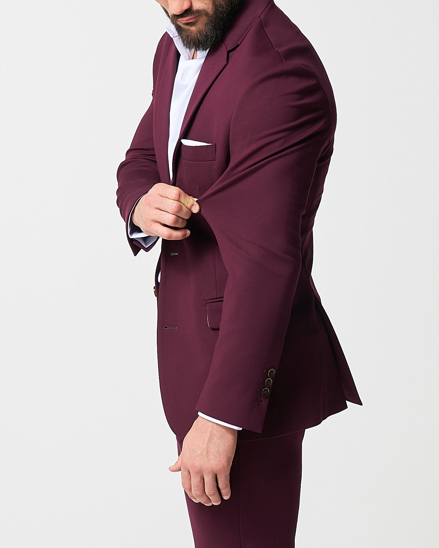 Athletic Fit Stretch Suit - Solid Plum | State & Liberty Suits