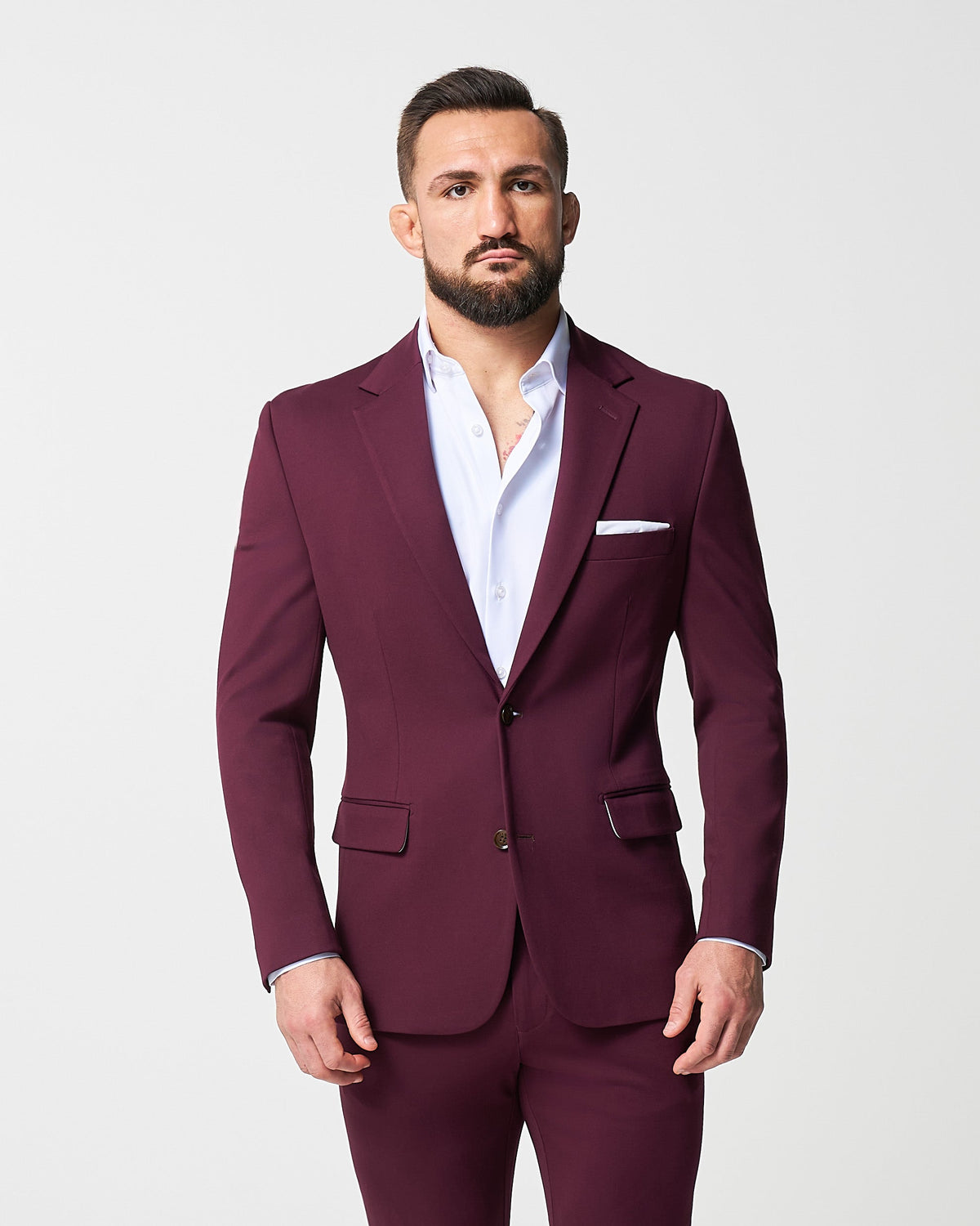 Athletic Fit Stretch Suit - Solid Plum | State & Liberty Suits