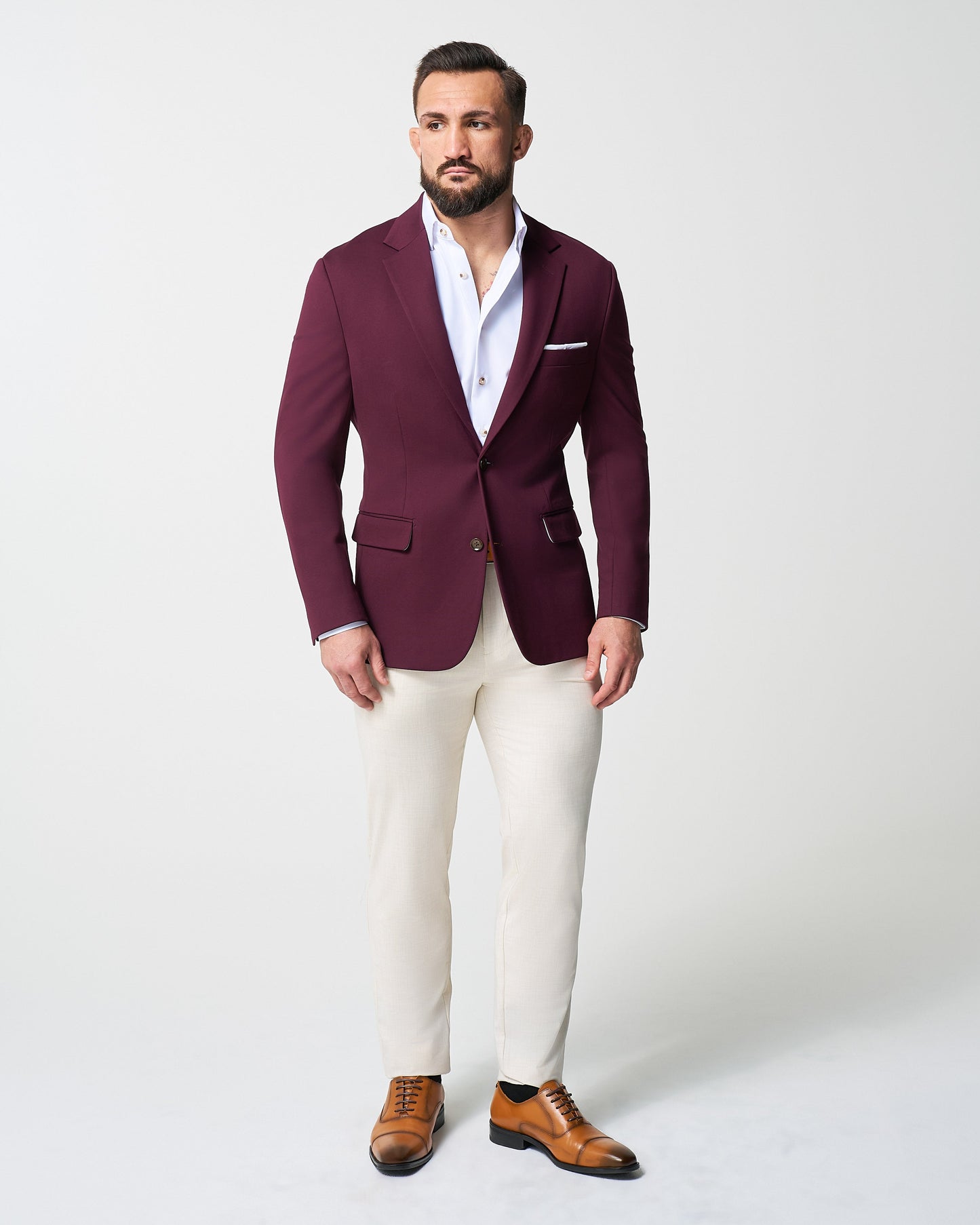 Athletic Fit Stretch Suit - Solid Plum | State & Liberty Suits