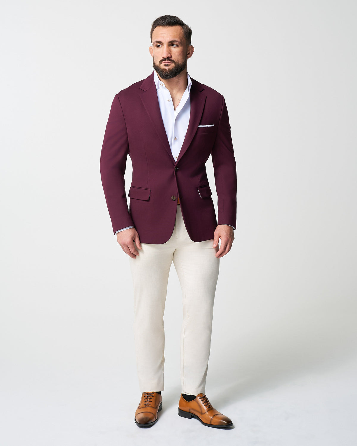 Athletic Fit Stretch Suit - Solid Plum | State & Liberty Suits