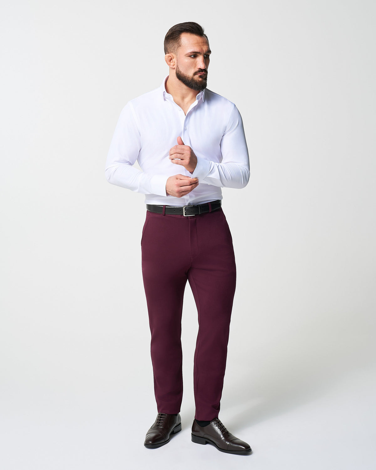 Athletic Fit Stretch Suit - Solid Plum | State & Liberty Suits