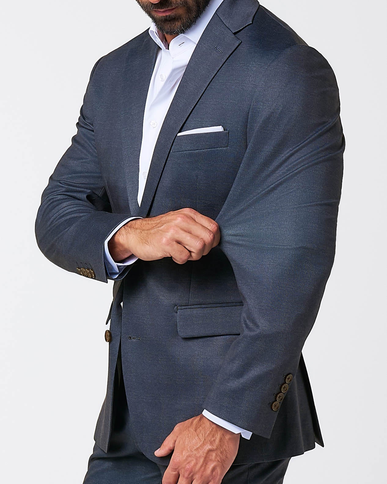 Athletic Fit Stretch Suit - Midnight Navy Plaid | State & Liberty Suits