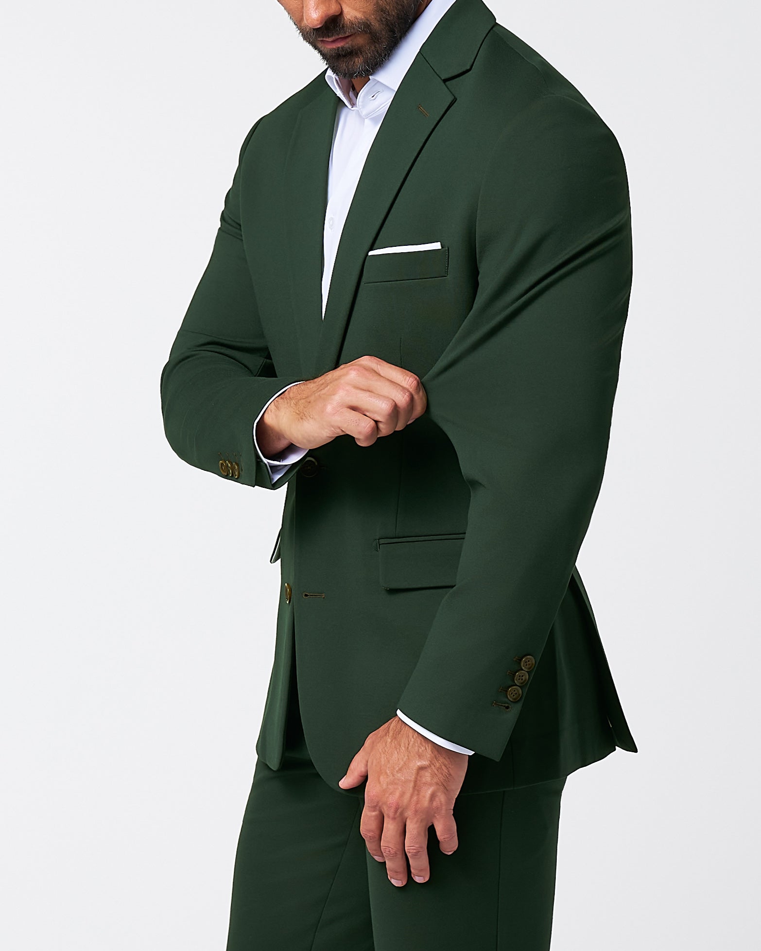Athletic Fit Stretch Suit - Solid Hunter Green | State & Liberty Suits