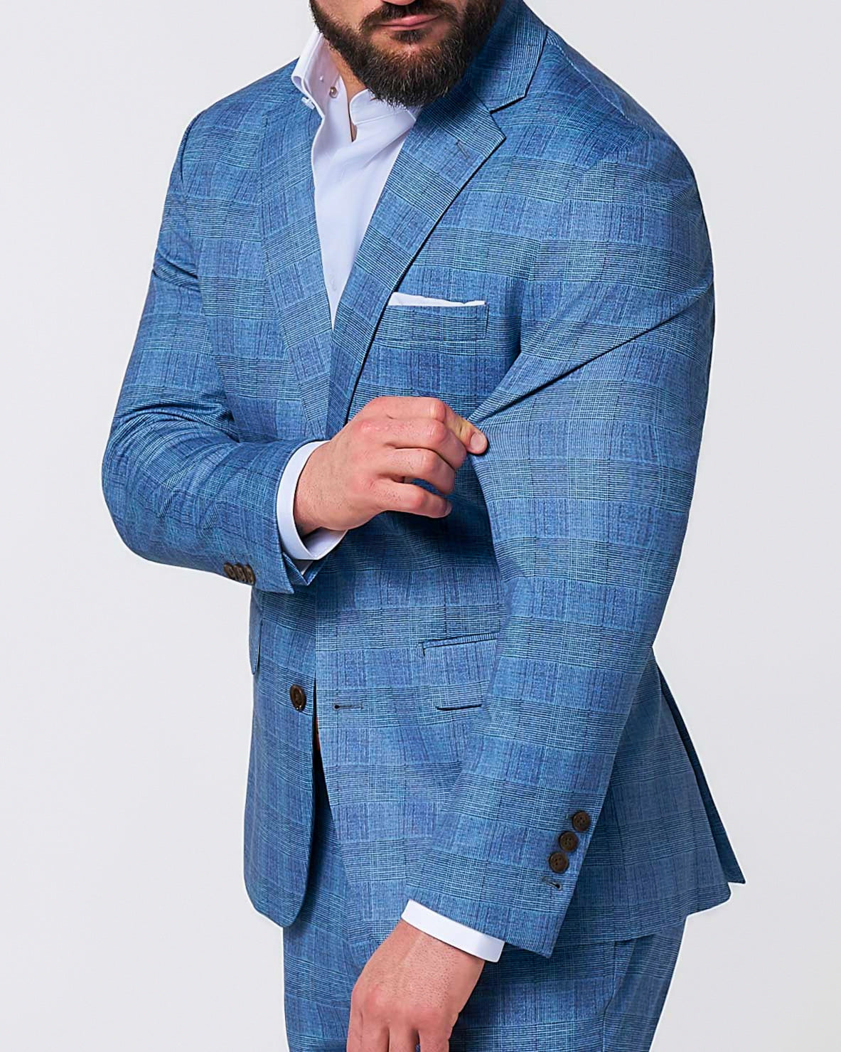 Athletic Fit Stretch Suit - Electric Blue Plaid | State & Liberty Suits