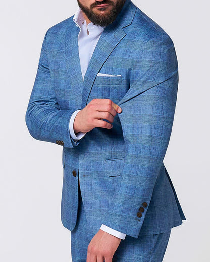 Athletic Fit Stretch Suit - Electric Blue Plaid | State & Liberty Suits