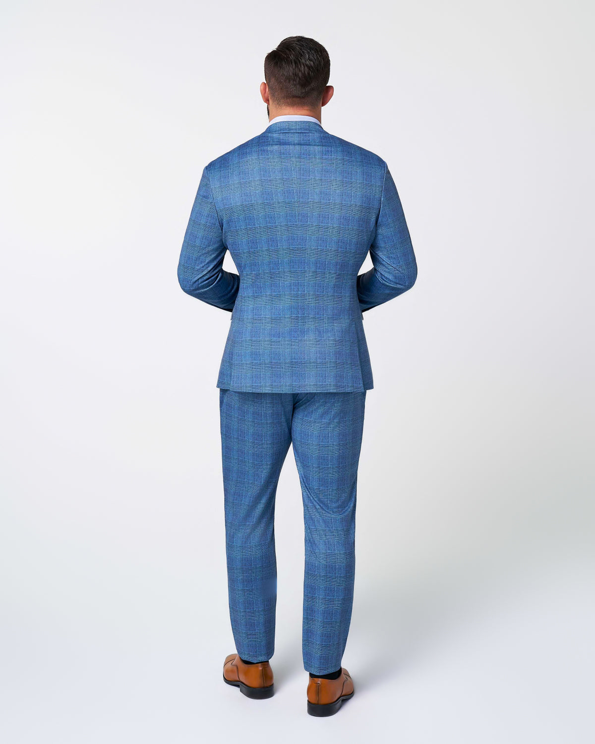 Athletic Fit Stretch Suit - Electric Blue Plaid | State & Liberty Suits