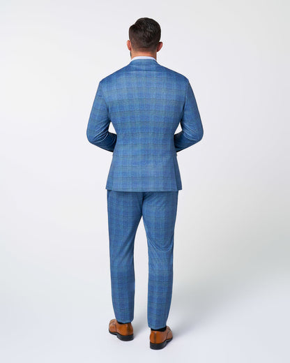 Athletic Fit Stretch Suit - Electric Blue Plaid | State & Liberty Suits
