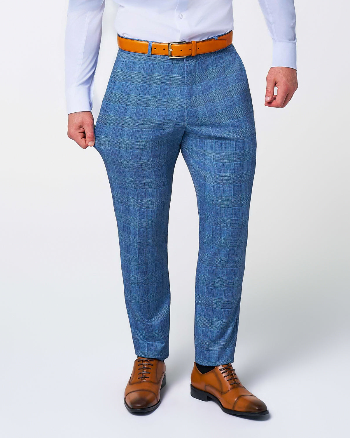Athletic Fit Stretch Suit - Electric Blue Plaid | State & Liberty Suits