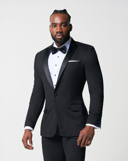 Athletic Fit Stretch Tuxedo Jacket - Black with Peak Lapel | State & Liberty Suits|Blazers