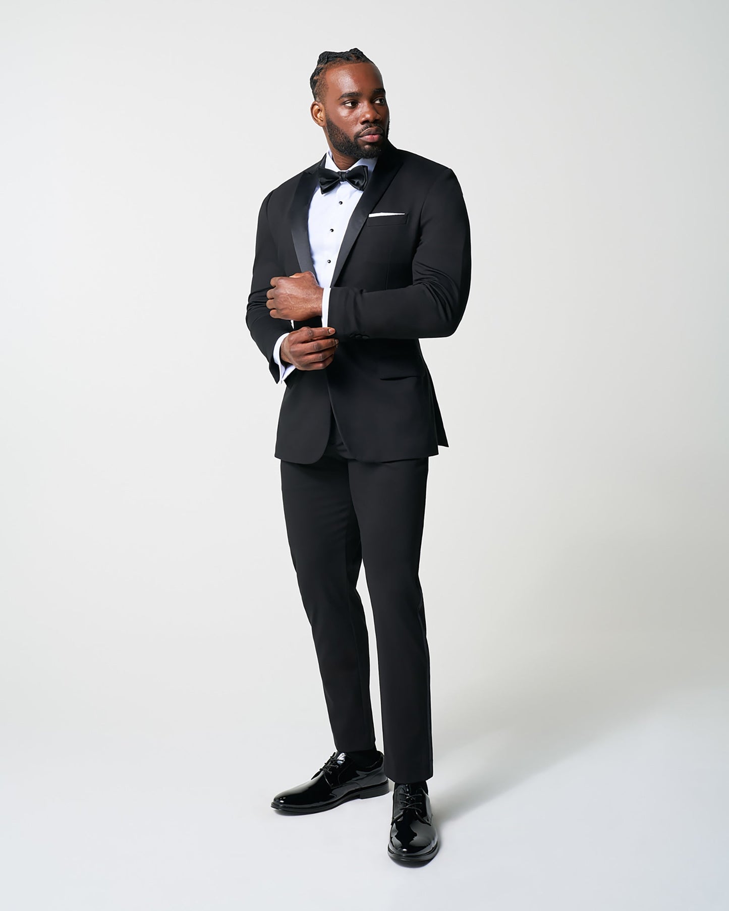 Athletic Fit Stretch Tuxedo Jacket - Black with Peak Lapel | State & Liberty Suits|Blazers