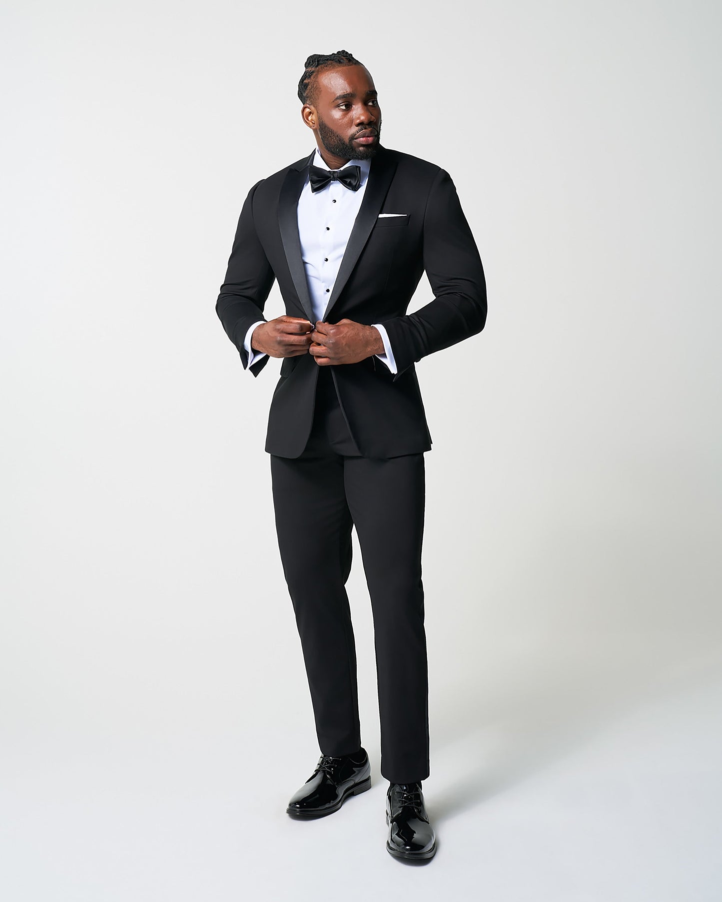 Athletic Fit Stretch Tuxedo Jacket - Black with Peak Lapel | State & Liberty Suits|Blazers