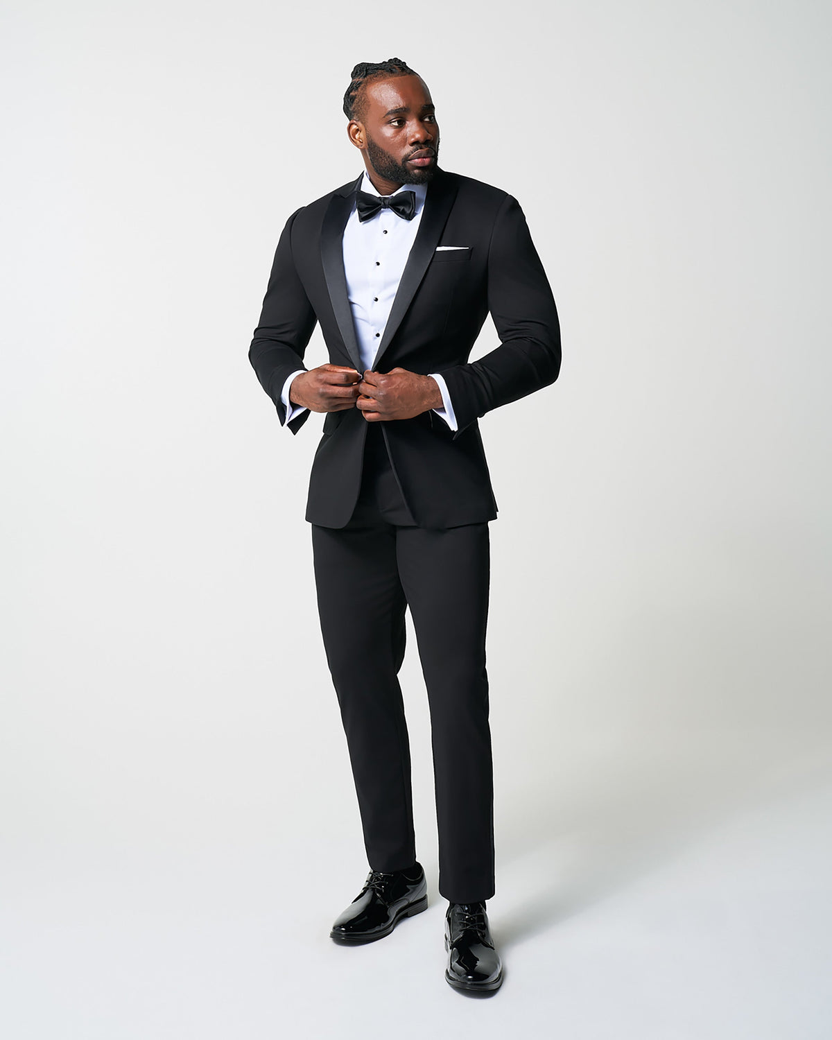 Athletic Fit Stretch Tuxedo Jacket - Black with Peak Lapel | State & Liberty Suits|Blazers
