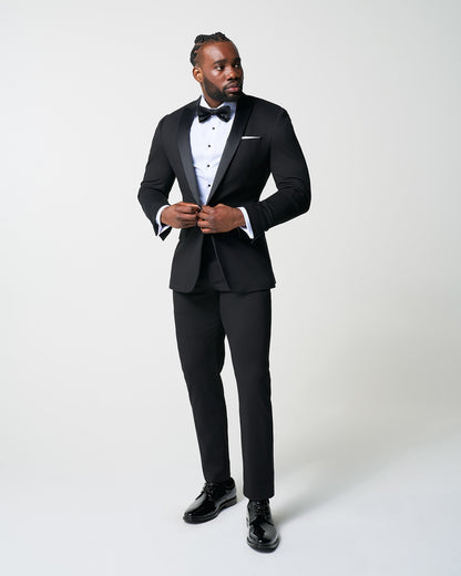 Athletic Fit Stretch Tuxedo Jacket - Black with Peak Lapel | State & Liberty Suits|Blazers