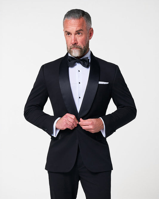Athletic Fit Stretch Tuxedo Jacket - Black with Shawl Lapel | State & Liberty Suits|Blazers