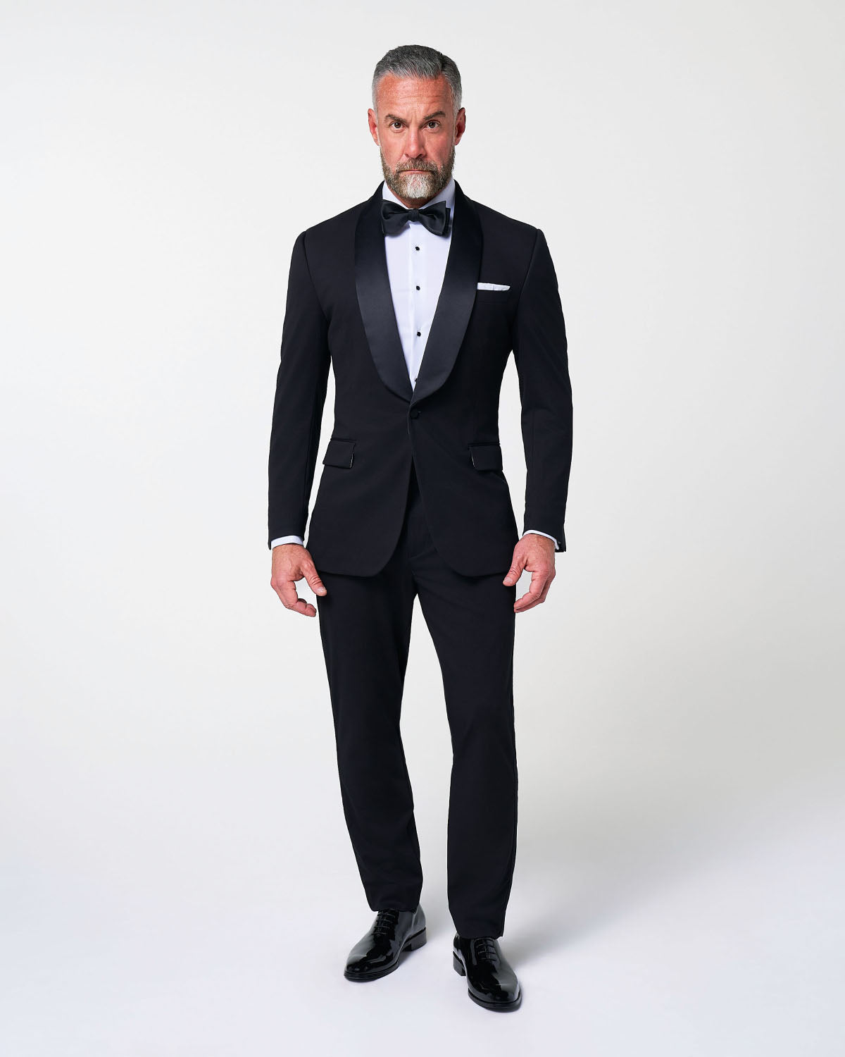 Athletic Fit Stretch Tuxedo Jacket - Black with Shawl Lapel | State & Liberty Suits|Blazers