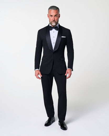 Athletic Fit Stretch Tuxedo Jacket - Black with Shawl Lapel | State & Liberty Suits|Blazers