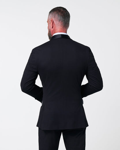 Athletic Fit Stretch Tuxedo Jacket - Black with Shawl Lapel | State & Liberty Suits|Blazers