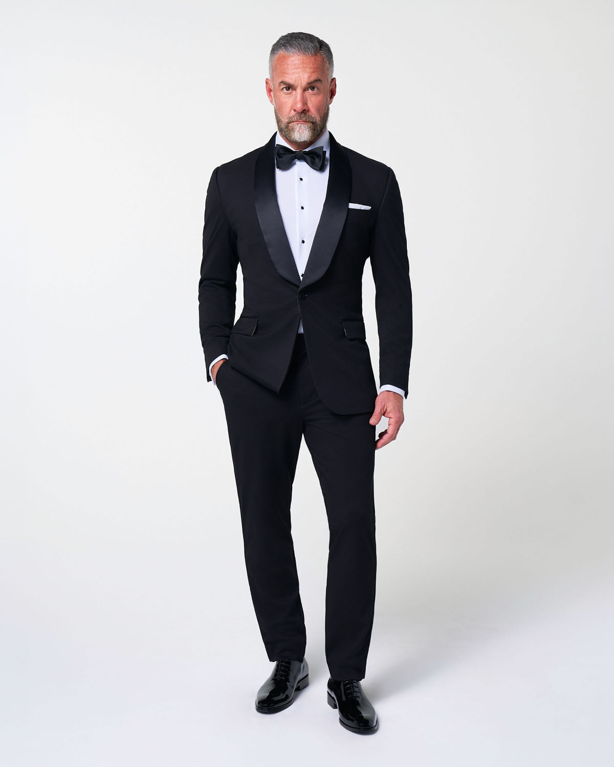 Athletic Fit Stretch Tuxedo Jacket - Black with Shawl Lapel | State & Liberty Suits|Blazers