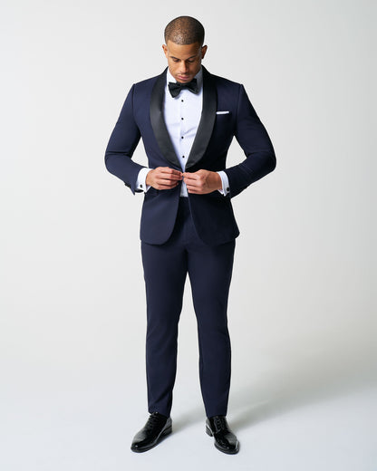 Athletic Fit Stretch Tuxedo Jacket - Navy with Shawl Lapel | State & Liberty Suits|Blazers