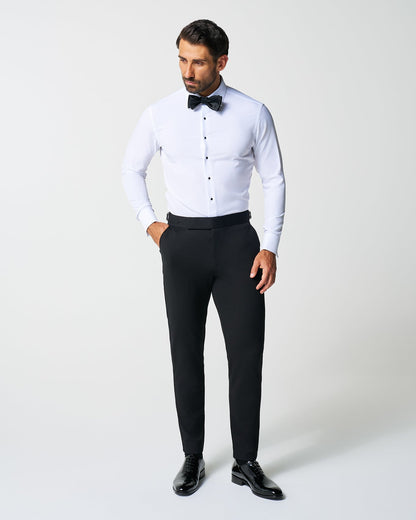 Athletic Fit Stretch Flat Front Tuxedo Pants - Black | State & Liberty Suits|Bottoms