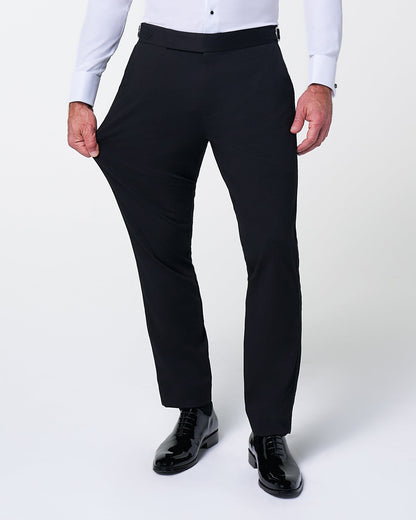 Athletic Fit Stretch Flat Front Tuxedo Pants - Black | State & Liberty Suits|Bottoms