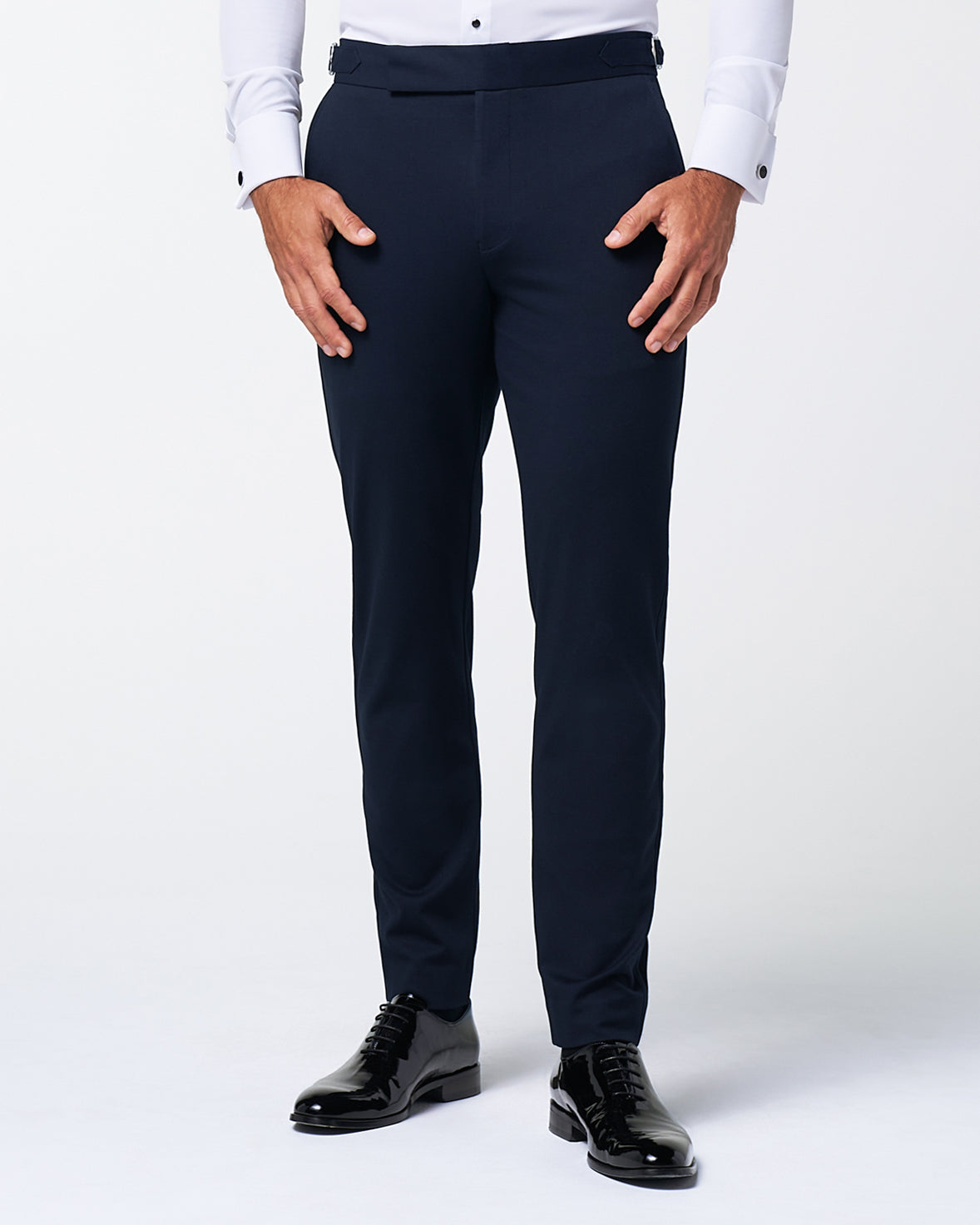 Athletic Fit Stretch Flat Front Tuxedo Pants - Navy | State & Liberty Suits|Bottoms