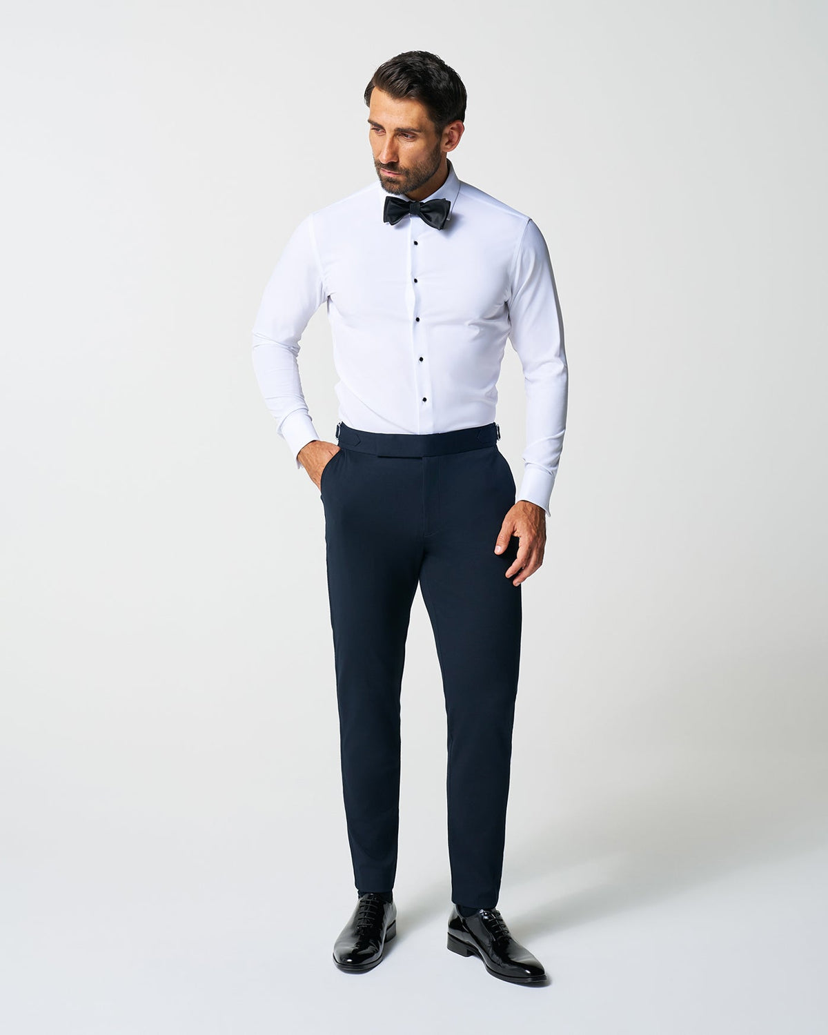 Athletic Fit Stretch Flat Front Tuxedo Pants - Navy | State & Liberty Suits|Bottoms