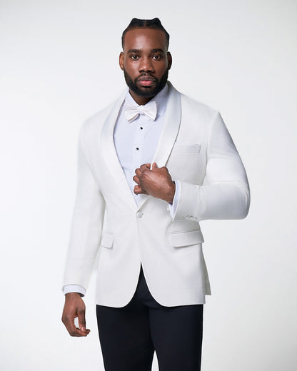 Athletic Fit Stretch Tuxedo Jacket - Solid Cream with White Shawl Lape | State & Liberty Suits|Blazers
