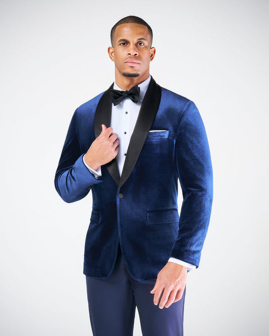 Athletic Fit Stretch Tuxedo Jacket - Blue Velvet | State & Liberty Suits|Blazers