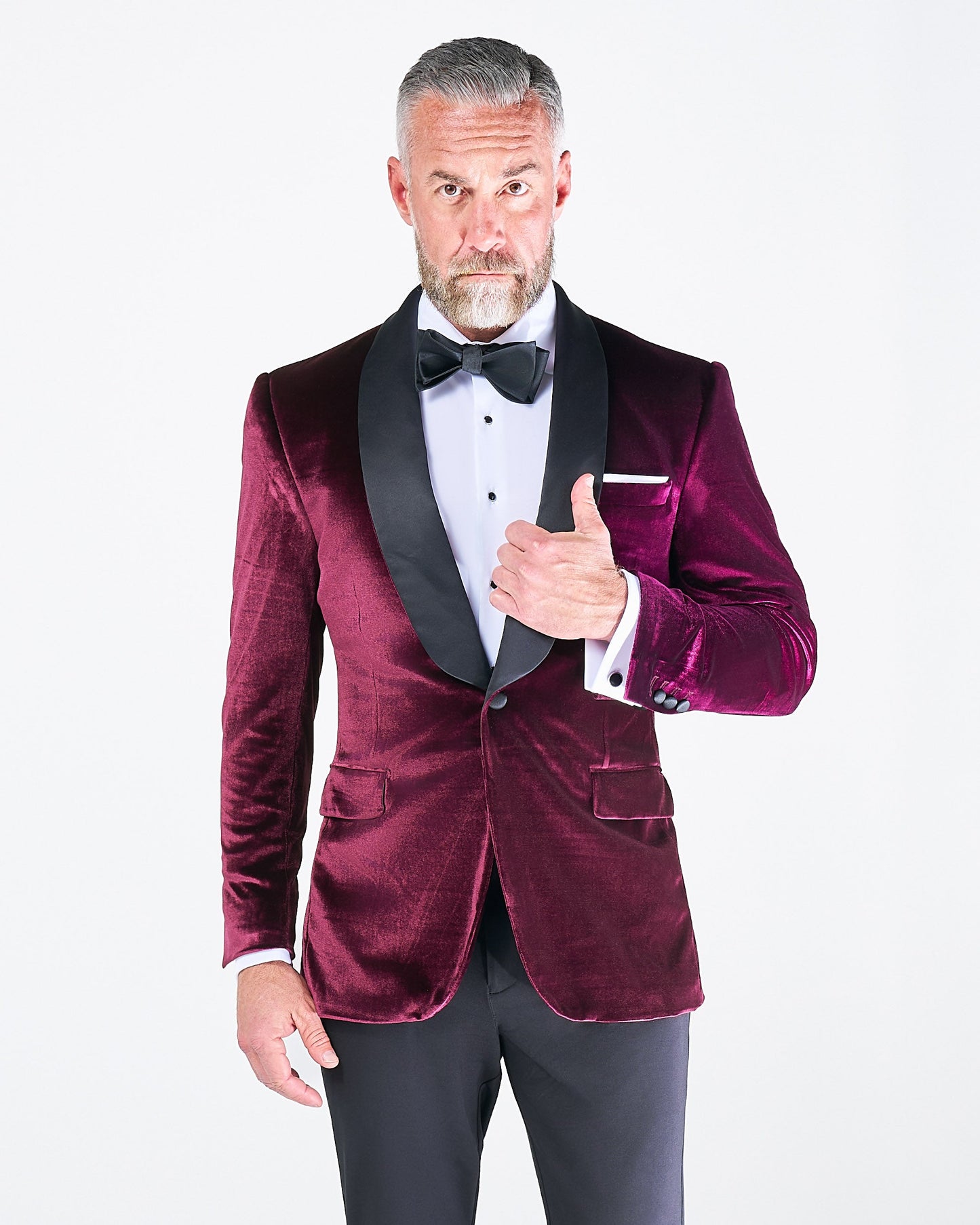 Athletic Fit Stretch Tuxedo Jacket - Maroon Velvet | State & Liberty Suits|Blazers