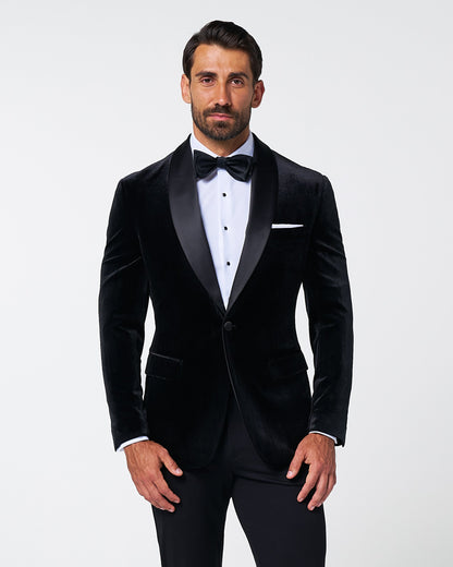 Athletic Fit Stretch Tuxedo Jacket - Black Velvet | State & Liberty Suits|Blazers