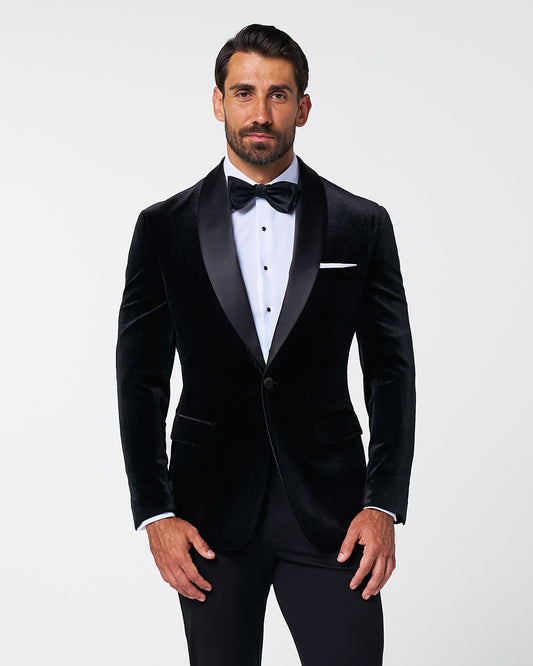 Athletic Fit Stretch Tuxedo Jacket - Black Velvet | State & Liberty Suits|Blazers