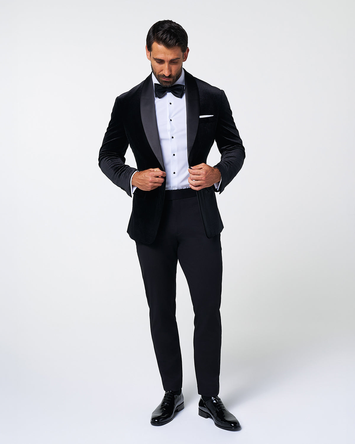 Athletic Fit Stretch Tuxedo Jacket - Black Velvet | State & Liberty Suits|Blazers