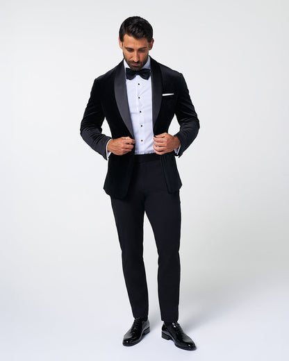 Athletic Fit Stretch Tuxedo Jacket - Black Velvet | State & Liberty Suits|Blazers