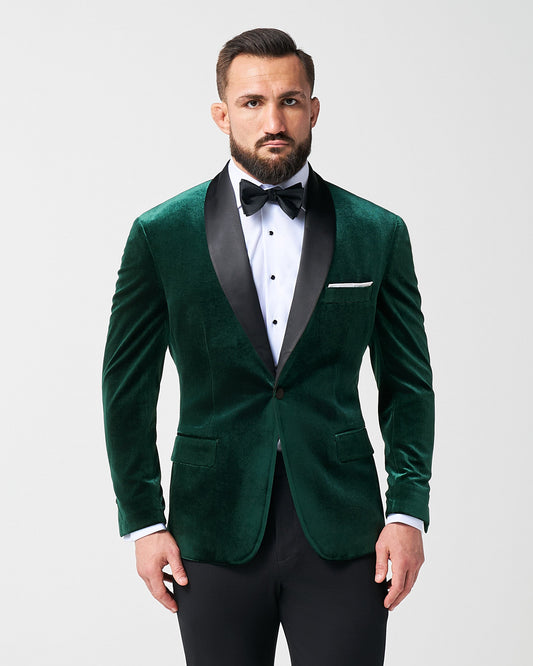 Athletic Fit Stretch Tuxedo Jacket - Green Velvet | State & Liberty Suits|Blazers