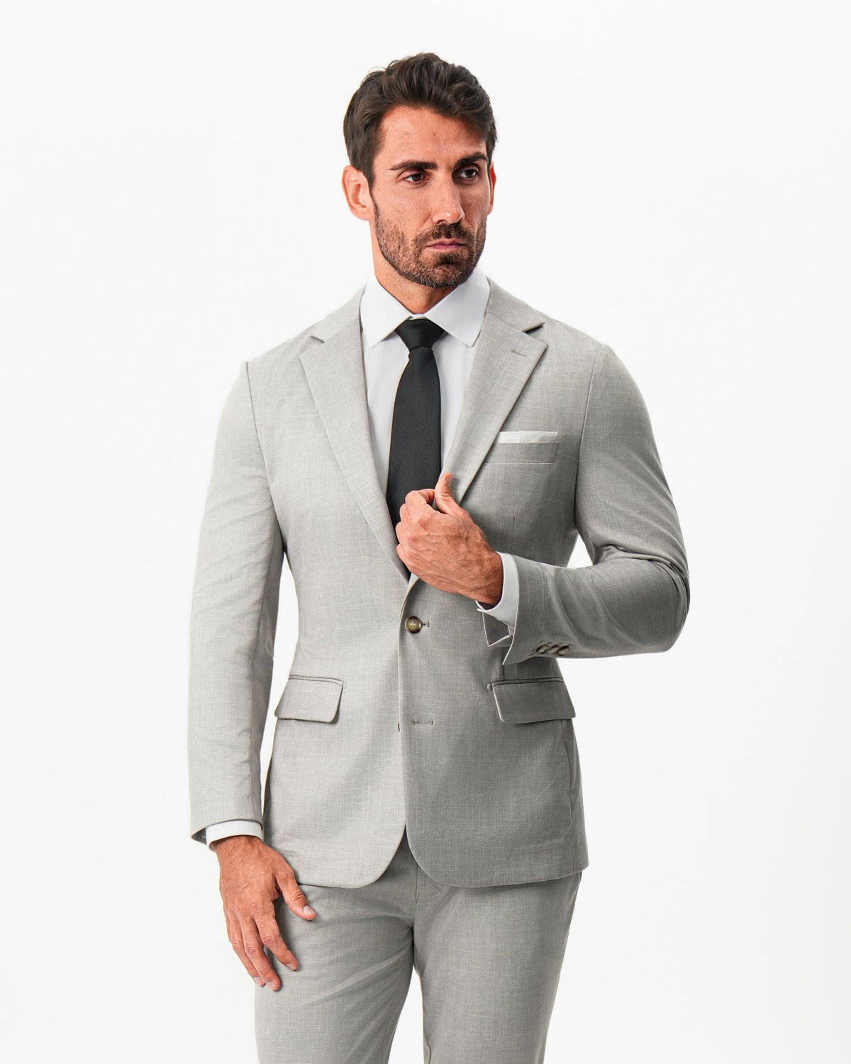 Athletic Fit Stretch Blazer - Unstructured Stone Crosshatch | State & Liberty Suits|Blazers