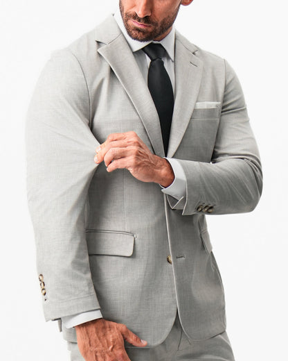 Athletic Fit Stretch Blazer - Unstructured Stone Crosshatch | State & Liberty Suits|Blazers