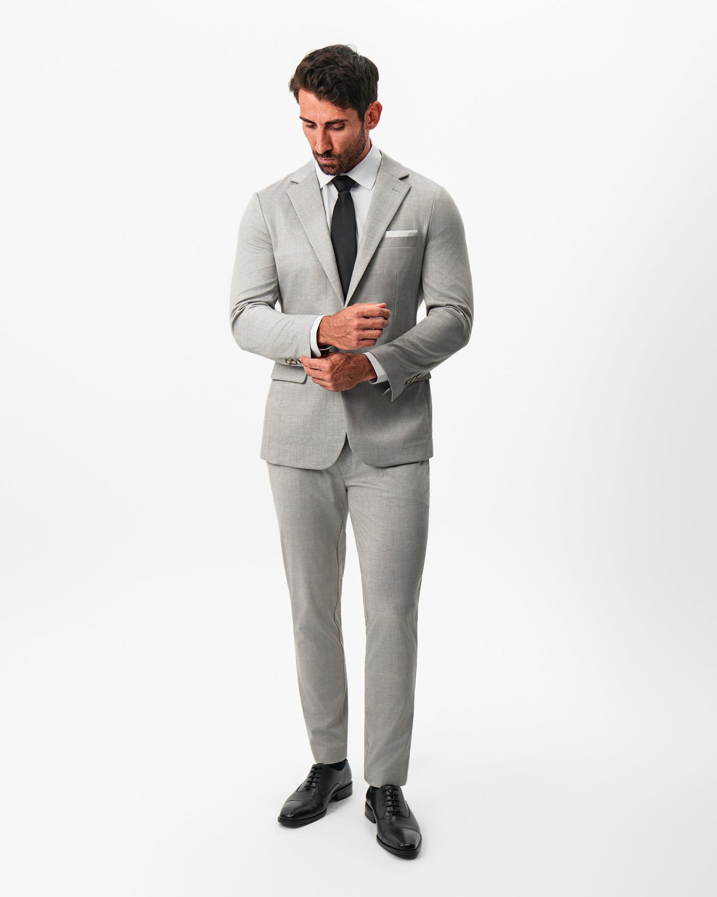 Athletic Fit Stretch Blazer - Unstructured Stone Crosshatch | State & Liberty Suits|Blazers