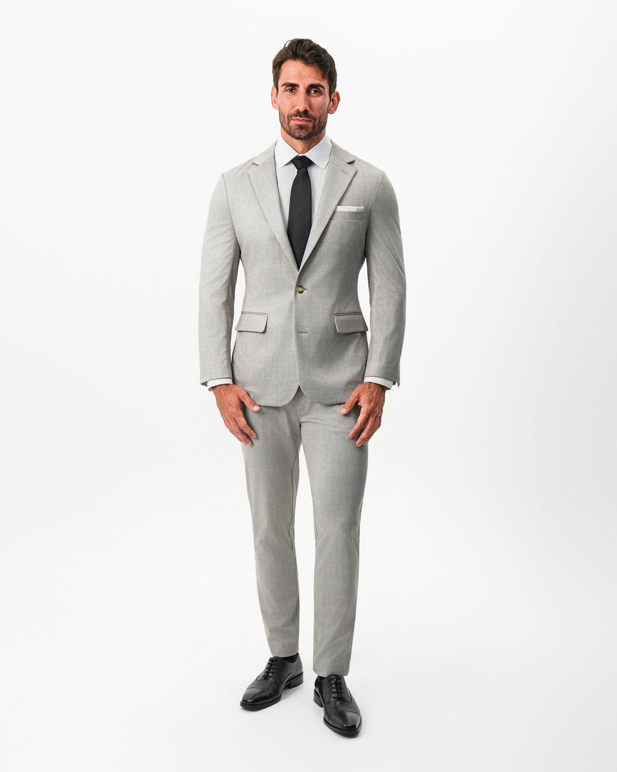 Athletic Fit Stretch Blazer - Unstructured Stone Crosshatch | State & Liberty Suits|Blazers