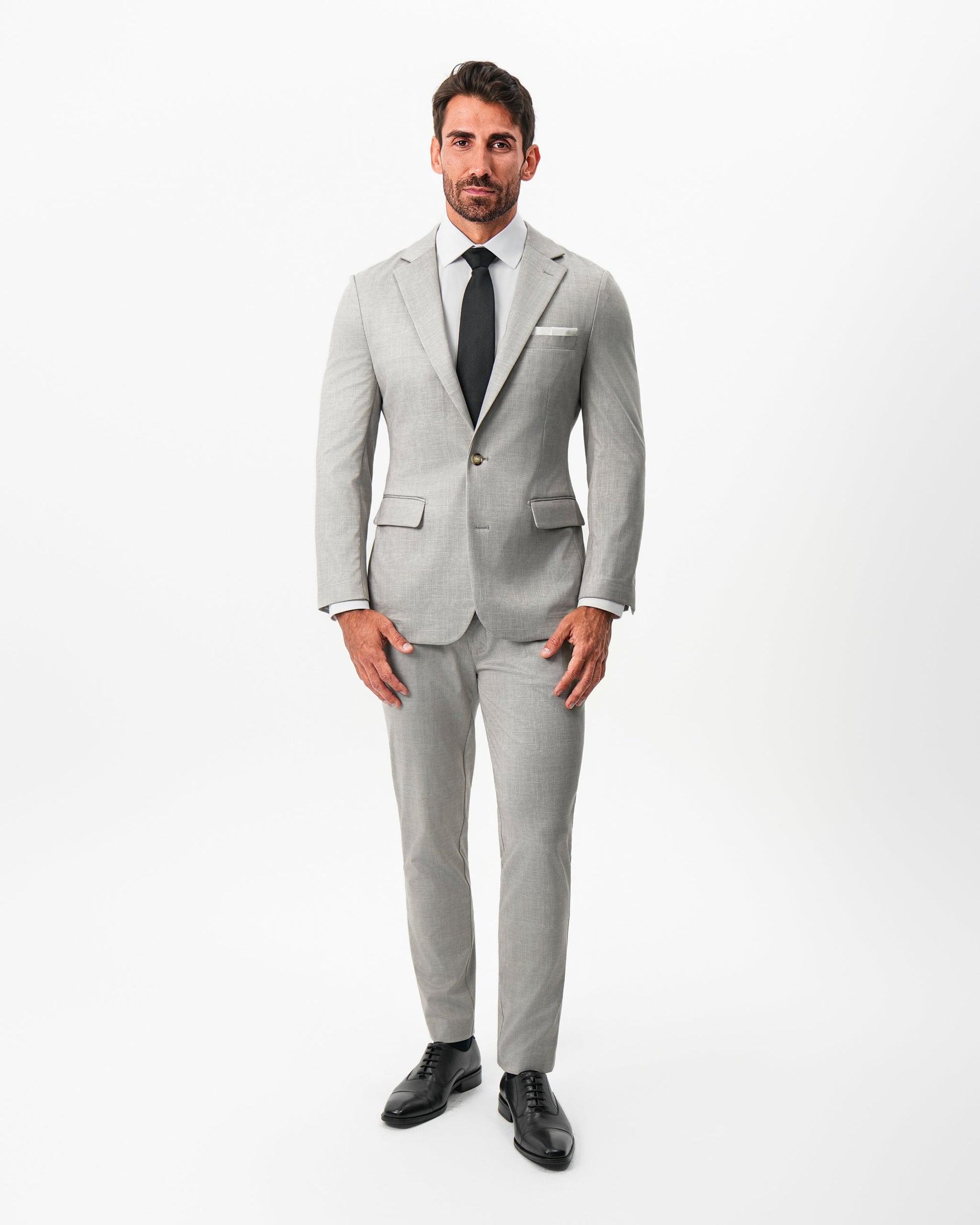 Athletic Fit Stretch Blazer - Unstructured Stone Crosshatch | State & Liberty Suits|Blazers