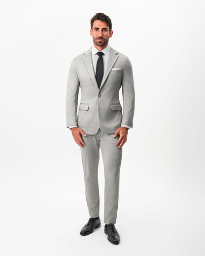 Athletic Fit Stretch Blazer - Unstructured Stone Crosshatch | State & Liberty Suits|Blazers