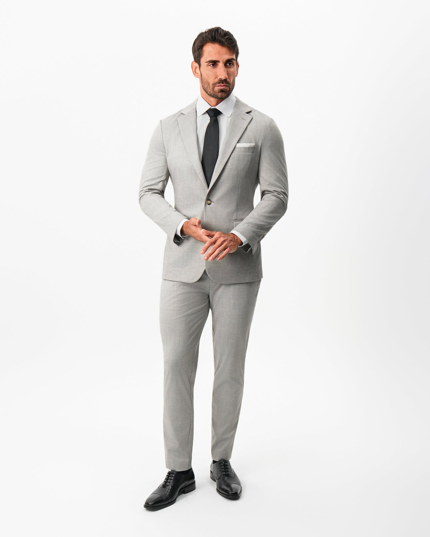 Athletic Fit Stretch Blazer - Unstructured Stone Crosshatch | State & Liberty Suits|Blazers