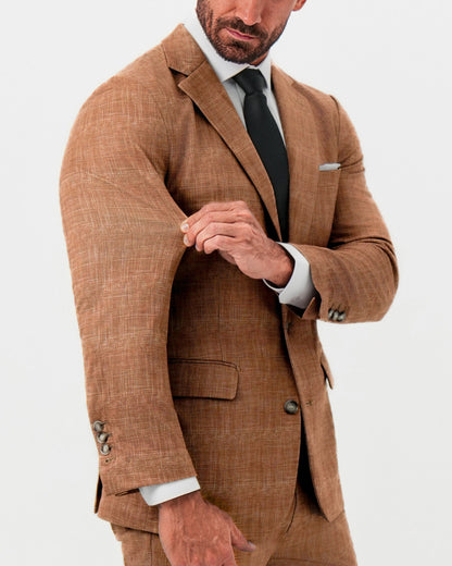 Athletic Fit Stretch Blazer - Unstructured Light Brown Crosshatch | State & Liberty Suits|Blazers