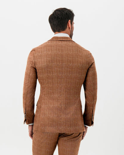 Athletic Fit Stretch Blazer - Unstructured Light Brown Crosshatch | State & Liberty Suits|Blazers
