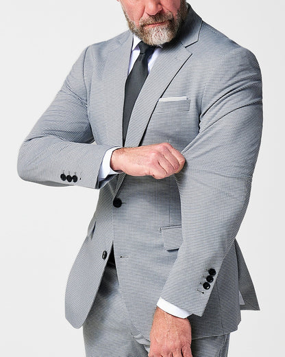 Athletic Fit Stretch Blazer - Slate Grey Houndstooth | State & Liberty Suits|Blazers
