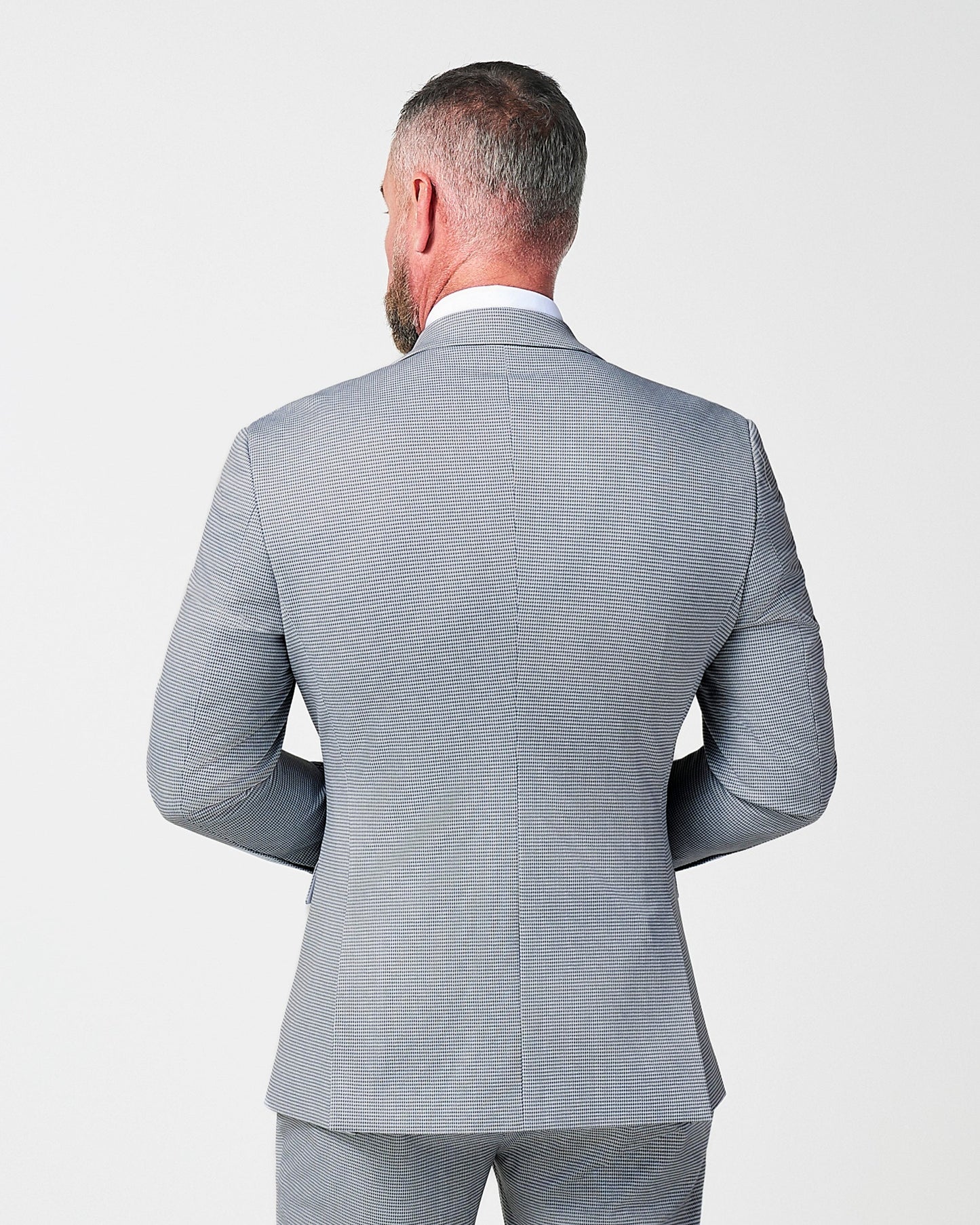 Athletic Fit Stretch Blazer - Slate Grey Houndstooth | State & Liberty Suits|Blazers