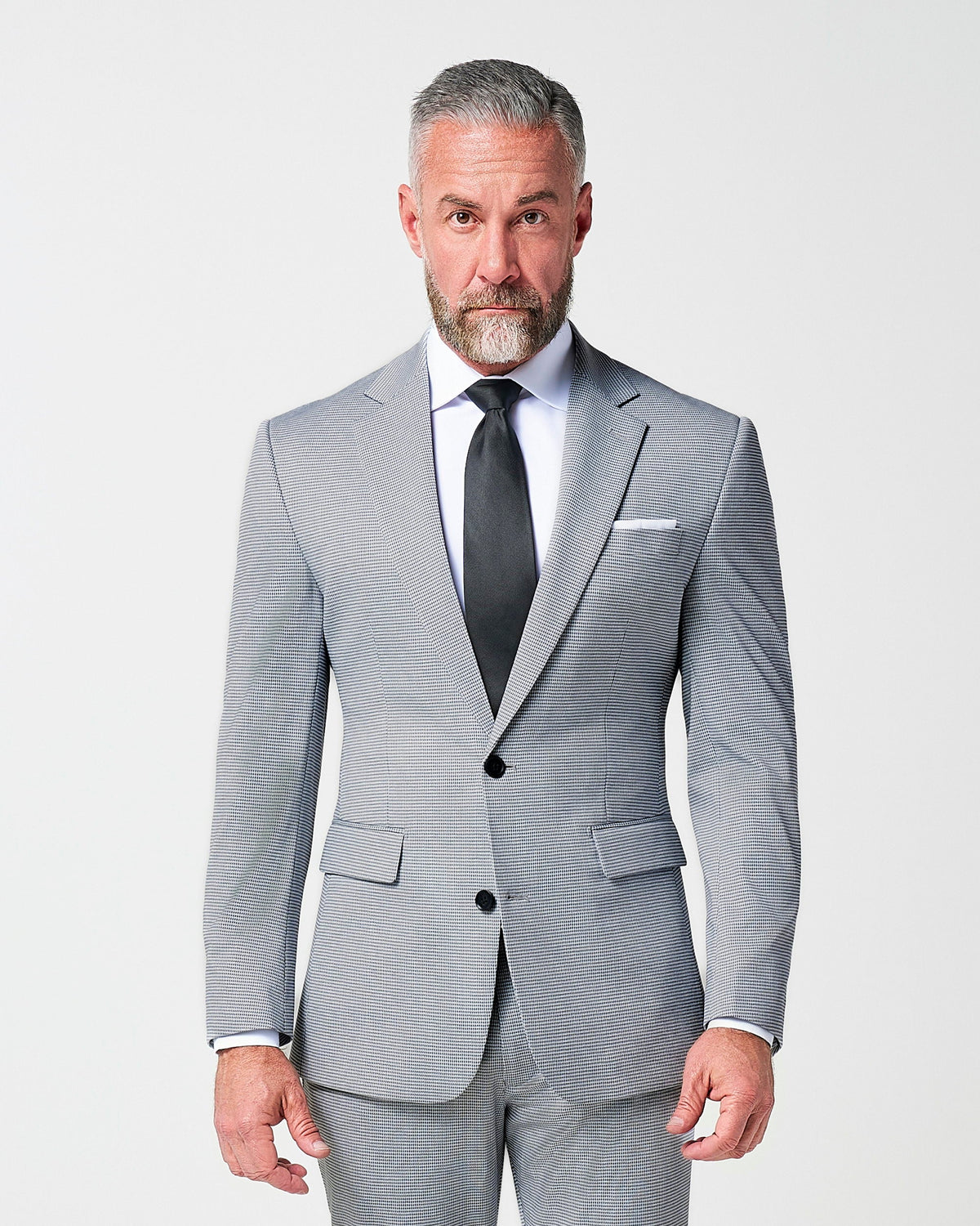 Athletic Fit Stretch Blazer - Slate Grey Houndstooth | State & Liberty Suits|Blazers